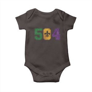 Mardi Gras 504 Nola New Orleans Louisiana Baby Onesie Glitter Print Fleur de Lis TS10 Dark Chocolate Print Your Wear