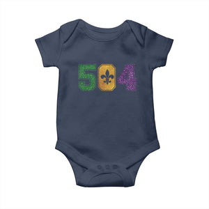 Mardi Gras 504 Nola New Orleans Louisiana Baby Onesie Glitter Print Fleur de Lis TS10 Navy Print Your Wear