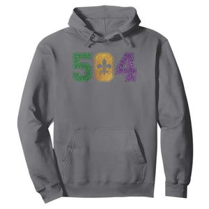Mardi Gras 504 Nola New Orleans Louisiana Hoodie Glitter Print Fleur de Lis TS10 Charcoal Print Your Wear