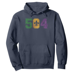 Mardi Gras 504 Nola New Orleans Louisiana Hoodie Glitter Print Fleur de Lis TS10 Navy Print Your Wear
