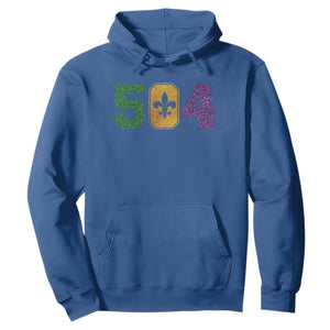 Mardi Gras 504 Nola New Orleans Louisiana Hoodie Glitter Print Fleur de Lis TS10 Royal Blue Print Your Wear