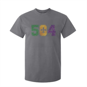 Mardi Gras 504 Nola New Orleans Louisiana T Shirt For Kid Glitter Print Fleur de Lis TS10 Charcoal Print Your Wear