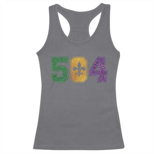 Mardi Gras 504 Nola New Orleans Louisiana Racerback Tank Top Glitter Print Fleur de Lis TS10 Charcoal Print Your Wear