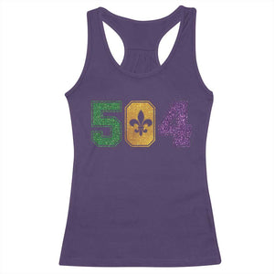 Mardi Gras 504 Nola New Orleans Louisiana Racerback Tank Top Glitter Print Fleur de Lis TS10 Purple Print Your Wear