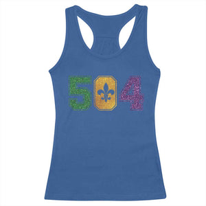 Mardi Gras 504 Nola New Orleans Louisiana Racerback Tank Top Glitter Print Fleur de Lis TS10 Royal Blue Print Your Wear