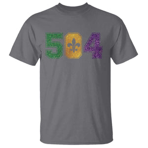 Mardi Gras 504 Nola New Orleans Louisiana T Shirt Glitter Print Fleur de Lis TS10 Charcoal Print Your Wear