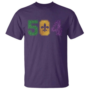 Mardi Gras 504 Nola New Orleans Louisiana T Shirt Glitter Print Fleur de Lis TS10 Purple Print Your Wear