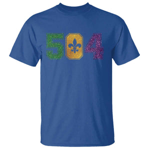 Mardi Gras 504 Nola New Orleans Louisiana T Shirt Glitter Print Fleur de Lis TS10 Royal Blue Print Your Wear