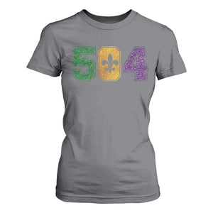 Mardi Gras 504 Nola New Orleans Louisiana T Shirt For Women Glitter Print Fleur de Lis TS10 Charcoal Print Your Wear