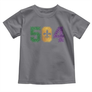Mardi Gras 504 Nola New Orleans Louisiana Toddler T Shirt Glitter Print Fleur de Lis TS10 Charcoal Print Your Wear