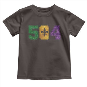 Mardi Gras 504 Nola New Orleans Louisiana Toddler T Shirt Glitter Print Fleur de Lis TS10 Dark Chocolate Print Your Wear