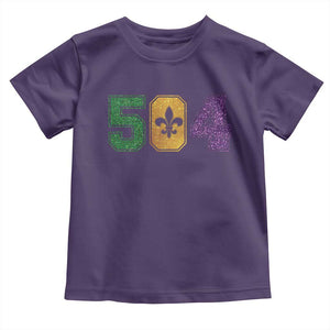 Mardi Gras 504 Nola New Orleans Louisiana Toddler T Shirt Glitter Print Fleur de Lis TS10 Purple Print Your Wear