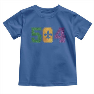 Mardi Gras 504 Nola New Orleans Louisiana Toddler T Shirt Glitter Print Fleur de Lis TS10 Royal Blue Print Your Wear