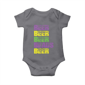 Funny Mardi Gras Baby Onesie Retro Beer Beads Fat Tuesday Festival Celebration TS10 Charcoal Print Your Wear
