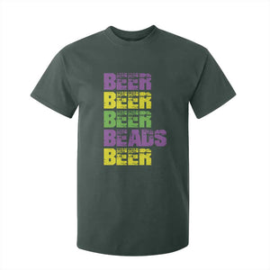 Funny Mardi Gras T Shirt For Kid Retro Beer Beads Fat Tuesday Festival Celebration TS10 Dark Forest Green Print Your Wear