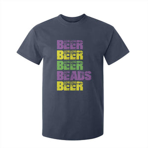 Funny Mardi Gras T Shirt For Kid Retro Beer Beads Fat Tuesday Festival Celebration TS10 Navy Print Your Wear