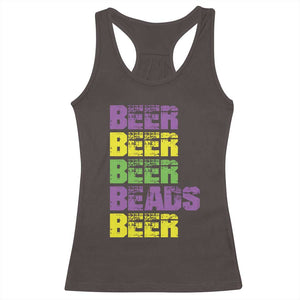 Funny Mardi Gras Racerback Tank Top Retro Beer Beads Fat Tuesday Festival Celebration TS10 Dark Chocolate Print Your Wear
