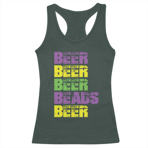 Funny Mardi Gras Racerback Tank Top Retro Beer Beads Fat Tuesday Festival Celebration TS10 Dark Forest Green Print Your Wear
