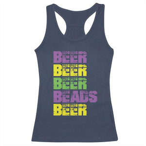 Funny Mardi Gras Racerback Tank Top Retro Beer Beads Fat Tuesday Festival Celebration TS10 Navy Print Your Wear