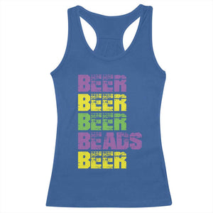 Funny Mardi Gras Racerback Tank Top Retro Beer Beads Fat Tuesday Festival Celebration TS10 Royal Blue Print Your Wear