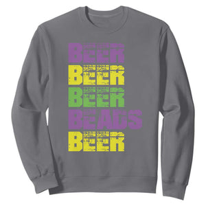 Funny Mardi Gras Sweatshirt Retro Beer Beads Fat Tuesday Festival Celebration TS10 Charcoal Print Your Wear