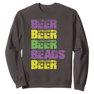 Funny Mardi Gras Sweatshirt Retro Beer Beads Fat Tuesday Festival Celebration TS10 Dark Chocolate Print Your Wear