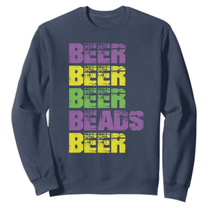 Funny Mardi Gras Sweatshirt Retro Beer Beads Fat Tuesday Festival Celebration TS10 Navy Print Your Wear