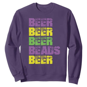 Funny Mardi Gras Sweatshirt Retro Beer Beads Fat Tuesday Festival Celebration TS10 Purple Print Your Wear