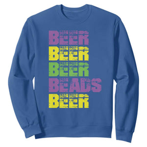 Funny Mardi Gras Sweatshirt Retro Beer Beads Fat Tuesday Festival Celebration TS10 Royal Blue Print Your Wear
