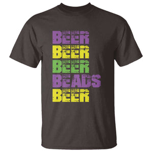 Funny Mardi Gras T Shirt Retro Beer Beads Fat Tuesday Festival Celebration TS10 Dark Chocolate Print Your Wear