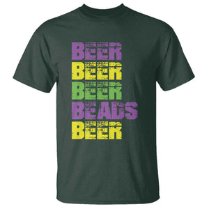 Funny Mardi Gras T Shirt Retro Beer Beads Fat Tuesday Festival Celebration TS10 Dark Forest Green Print Your Wear
