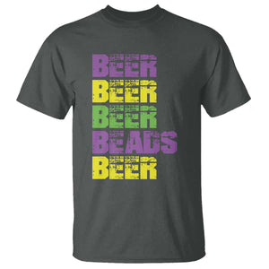 Funny Mardi Gras T Shirt Retro Beer Beads Fat Tuesday Festival Celebration TS10 Dark Heather Print Your Wear