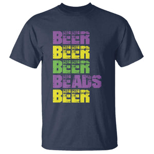 Funny Mardi Gras T Shirt Retro Beer Beads Fat Tuesday Festival Celebration TS10 Navy Print Your Wear