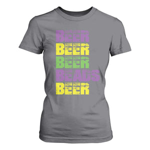 Funny Mardi Gras T Shirt For Women Retro Beer Beads Fat Tuesday Festival Celebration TS10 Charcoal Print Your Wear