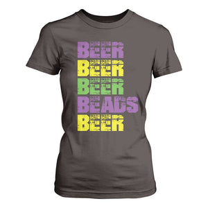 Funny Mardi Gras T Shirt For Women Retro Beer Beads Fat Tuesday Festival Celebration TS10 Dark Chocolate Print Your Wear