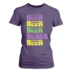 Funny Mardi Gras T Shirt For Women Retro Beer Beads Fat Tuesday Festival Celebration TS10 Purple Print Your Wear