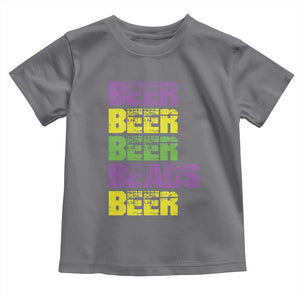 Funny Mardi Gras Toddler T Shirt Retro Beer Beads Fat Tuesday Festival Celebration TS10 Charcoal Print Your Wear