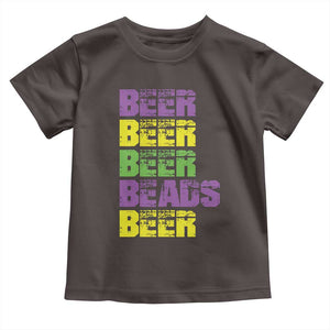 Funny Mardi Gras Toddler T Shirt Retro Beer Beads Fat Tuesday Festival Celebration TS10 Dark Chocolate Print Your Wear
