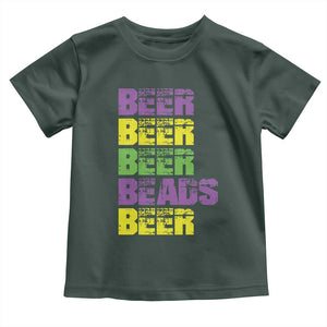 Funny Mardi Gras Toddler T Shirt Retro Beer Beads Fat Tuesday Festival Celebration TS10 Dark Forest Green Print Your Wear