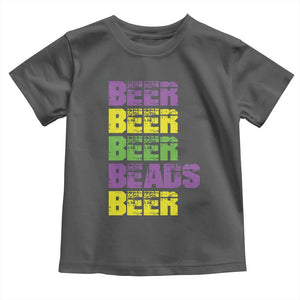 Funny Mardi Gras Toddler T Shirt Retro Beer Beads Fat Tuesday Festival Celebration TS10 Dark Heather Print Your Wear