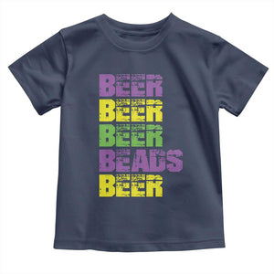 Funny Mardi Gras Toddler T Shirt Retro Beer Beads Fat Tuesday Festival Celebration TS10 Navy Print Your Wear
