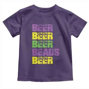 Funny Mardi Gras Toddler T Shirt Retro Beer Beads Fat Tuesday Festival Celebration TS10 Purple Print Your Wear