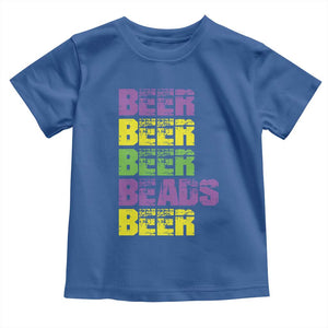 Funny Mardi Gras Toddler T Shirt Retro Beer Beads Fat Tuesday Festival Celebration TS10 Royal Blue Print Your Wear