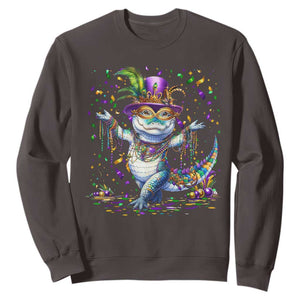 Mardi Gras Crocodile Sweatshirt Mardigator Alligator Costume Carnival New Orleans Louisiana TS10 Dark Chocolate Print Your Wear