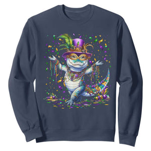 Mardi Gras Crocodile Sweatshirt Mardigator Alligator Costume Carnival New Orleans Louisiana TS10 Navy Print Your Wear
