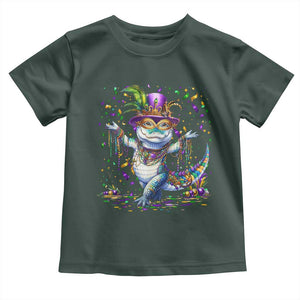 Mardi Gras Crocodile Toddler T Shirt Mardigator Alligator Costume Carnival New Orleans Louisiana TS10 Dark Forest Green Print Your Wear