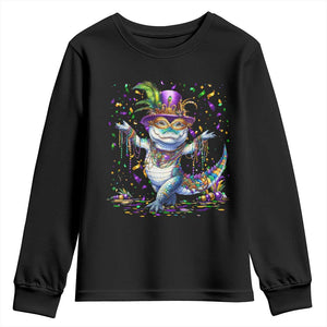 Mardi Gras Crocodile Youth Sweatshirt Mardigator Alligator Costume Carnival New Orleans Louisiana TS10 Black Print Your Wear