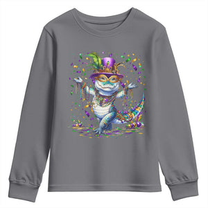 Mardi Gras Crocodile Youth Sweatshirt Mardigator Alligator Costume Carnival New Orleans Louisiana TS10 Charcoal Print Your Wear