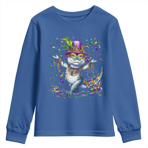 Mardi Gras Crocodile Youth Sweatshirt Mardigator Alligator Costume Carnival New Orleans Louisiana TS10 Royal Blue Print Your Wear