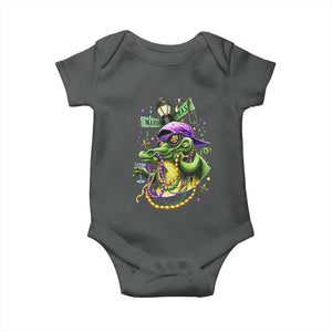 Mardi Gras Alligator Costume Baby Onesie Mardigator Crocodile Carnival New Orleans Louisiana TS10 Dark Heather Print Your Wear